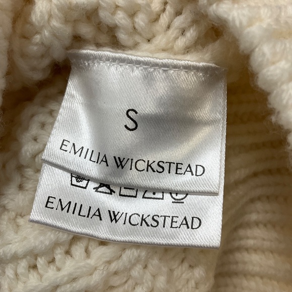 EMILIA WICKSTEAD IVORY CROPPED WOOL KNIT CARDIGAN SWEATER - Picture 5 of 5